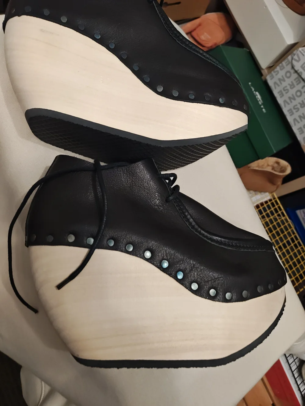 Black Platform Lace-Up Women's Shoes 37